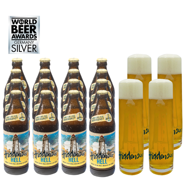 Hiddenseer Hell with 4 glasses Hiddenseer Hell with 4 glasses