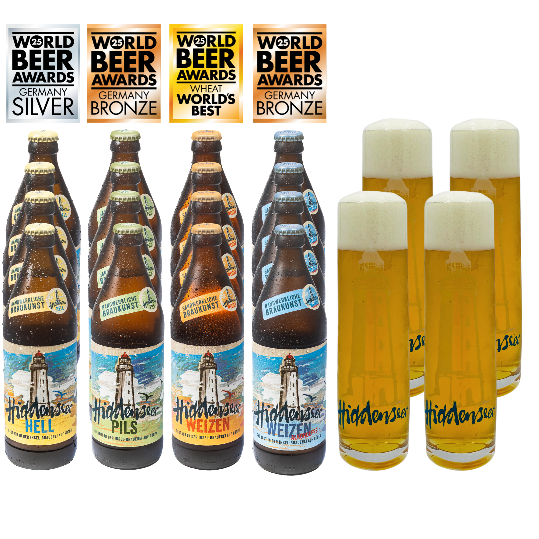Hiddenseer mix with 4 glasses